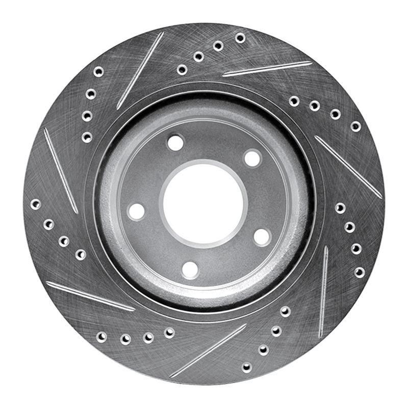 Nissan Altima Brake Rotor (1) - Front Right - R1 Concepts - Drilled & Slotted - Silver - `07-`13